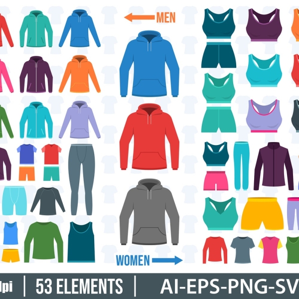 Sport Clothing Activewear Fitness Apparel Gym Outfit Digital Vector Art Clipart Sportswear Activewear Outfit Fitness Gear Vector Clip Art