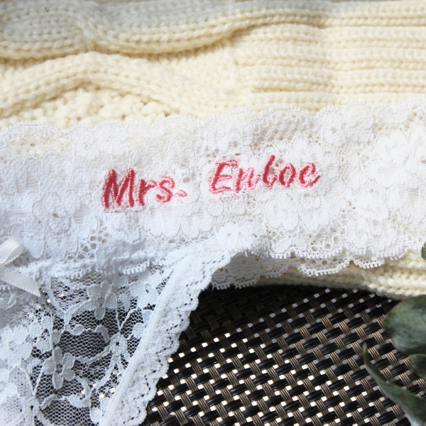 Personalized Gifts for her Personalized Bridal Lace Thong Bride panty Wedding gift Honeymoon Lingerie Bride Lace honeymoon Gifts Christmas