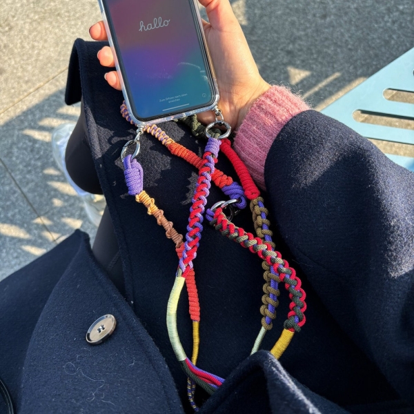 Phone Crossbody Strap Set Purple Red  - Two Piece Custom Macrame Lanyard for Bags Purses & Cameras