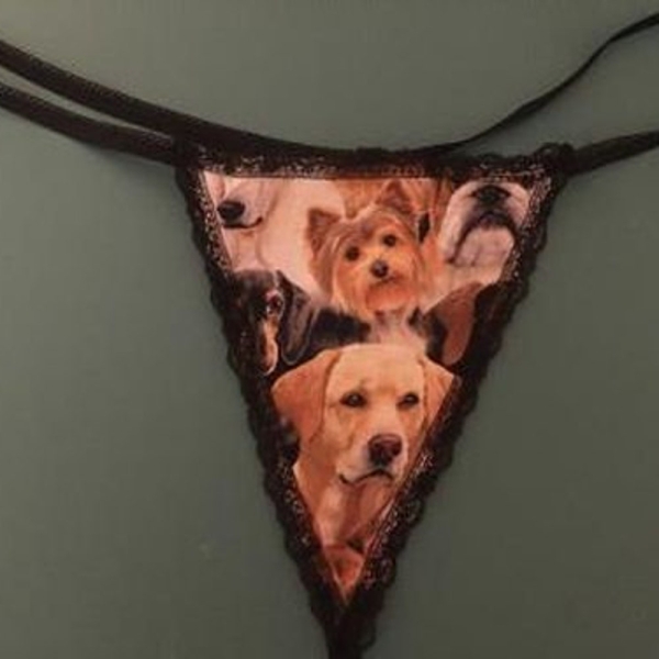 Womens DOGS String Thong Panty Animal Puppy Underwear