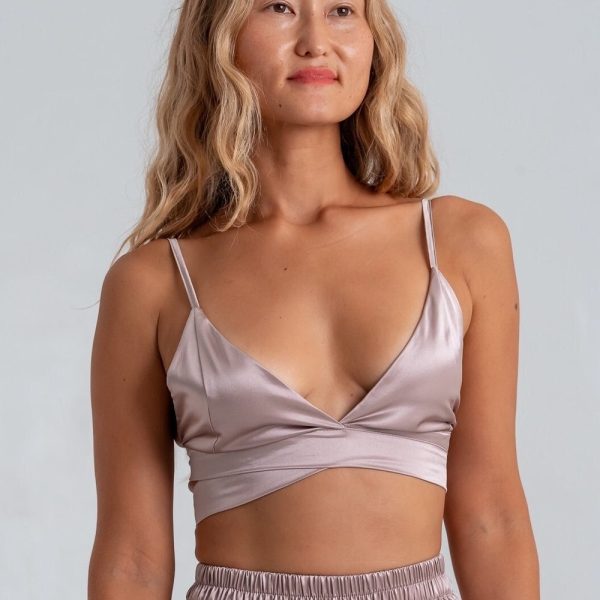 Elegant Lotus Silk Wrap Up Bralette Top - Adjustable & Comfort Fit, Non-Wired - Ideal for Everyday Luxury - Gift for Her