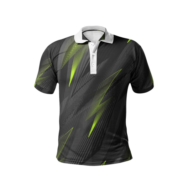 Men's Black All-Over Lightning Print Polo Shirts (Regular and plus sizes)