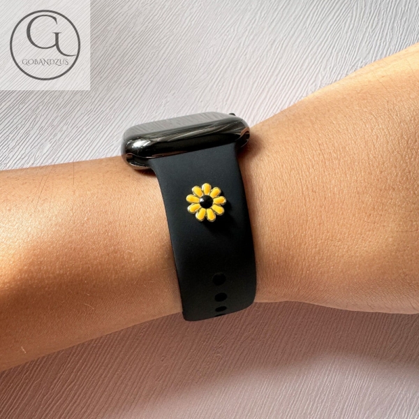 Custom Silicone Apple Watch Band with Floral Charms Fits 38-49mm Series 10 to SE Women Men Great Gifts iWatch Strap - 103 Colors Available