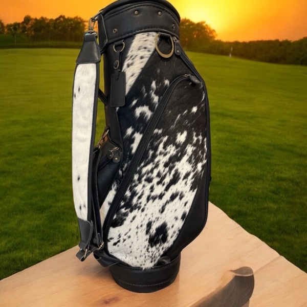 Leather Hair on Cow Skin Golf Bag, Leather Bag Golf Gifts for Women Leather Accessories, Travel Golf Bag, Luxury Golf Club Bags for Man