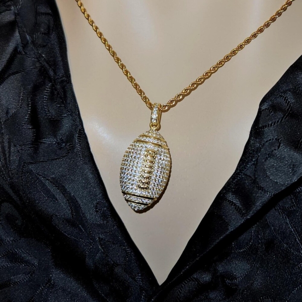 Men's Football Pendant Necklace - Hypoallergenic, Perfect Gift, Sports Fan Gift, Sports Jewelry, Athletic Pendant, Team Spirit Necklace