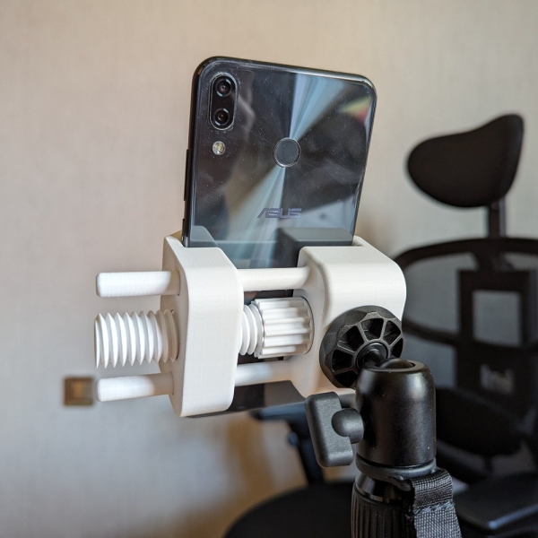 Phone holder clamp for 1/4" tripod - STL file, phone stand, phone support, smartphone, 3D printing, office accessory
