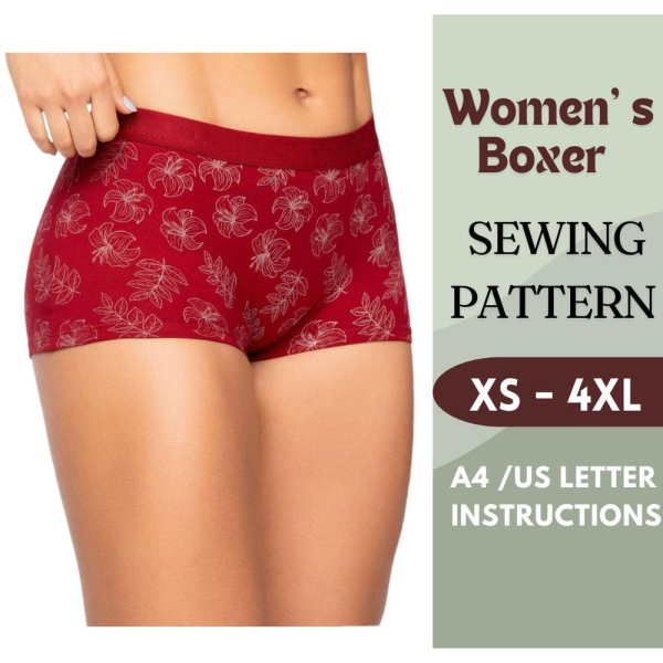 Women’s Boxer Shorts Sewing Pattern | PDF Underwear Pattern | DIY Lingerie | Comfortable Stretch Boxer | Sizes XS-4XL