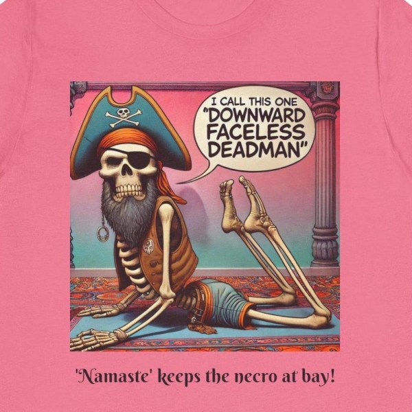 Downward Faceless Deadman - Skeleton Yoga Short Sleeve Tee - Unisex Jersey - Necromaste!