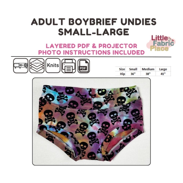 Women's Adult Underwear Small-Large PDF Digital projector Sewing Pattern