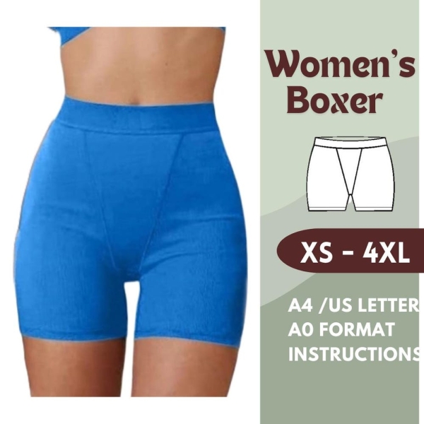Tummy Control Boxer Shorts Sewing Pattern | High Waist pdf Underwear | Double Front Panel | Women’s DIY Shorts XS-4XL | A4, US Letter, A0
