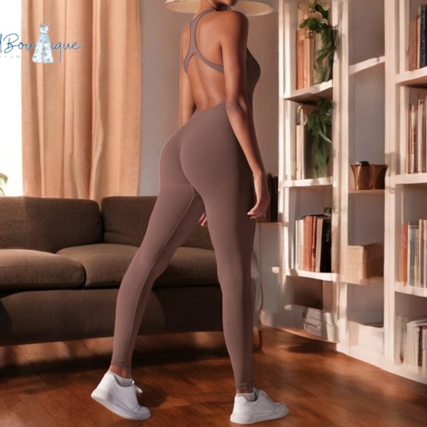 Women's Fitness Jumpsuit | Full-Length Gym Outfit | Stylish Open Design