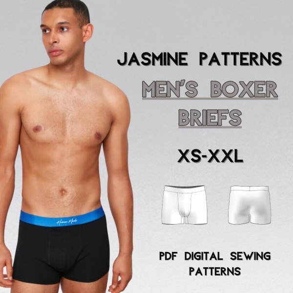 Men's Boxer Briefs Sewing Pattern | XS-XXL Sizes | Illustrated Easy Instructions | Comfortable Fit Underwear PDF Pattern | A4-A0-Letter