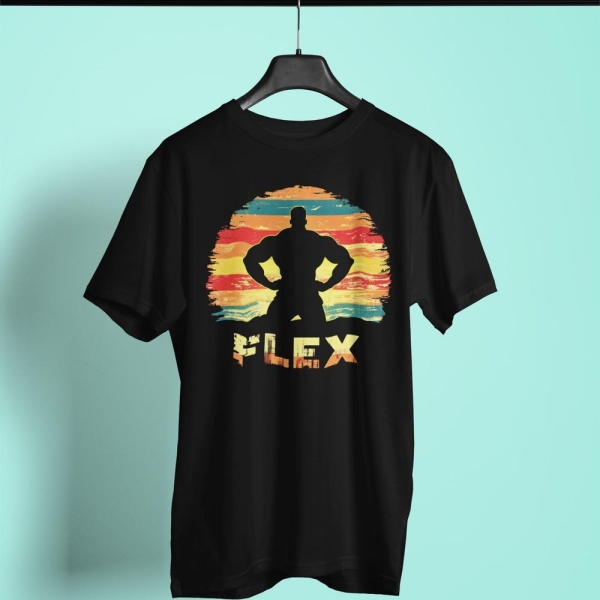Flex T-shirt -  Fitness Flex Shirt, Muscle Flexing Tee, Workout Sunset Shirt, Athletic Sunset Tee, Sunset Vibes Shirt, Gym Workout Tee