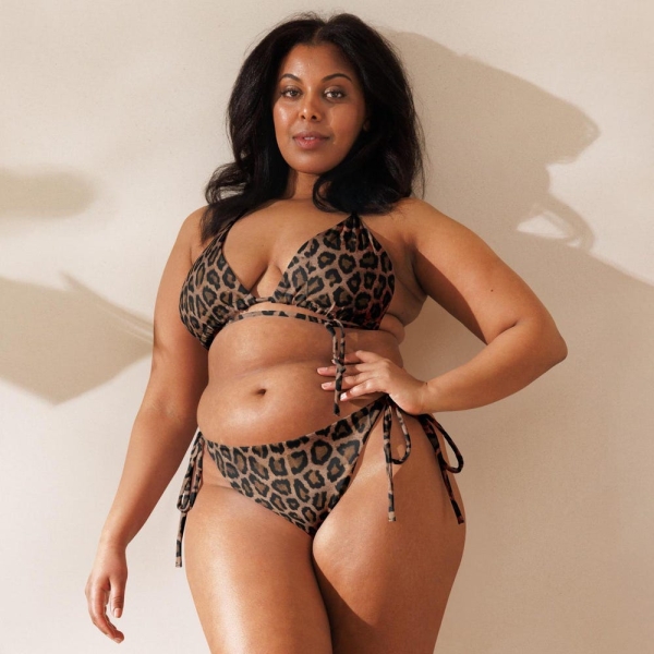 Cheetah Print String Bikini - Made with Recycled Polyester - Up to 6XL
