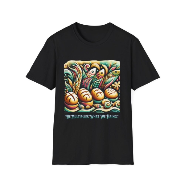 Inspirational Unisex T-Shirt - "He Multiplies What We Bring" Art Design