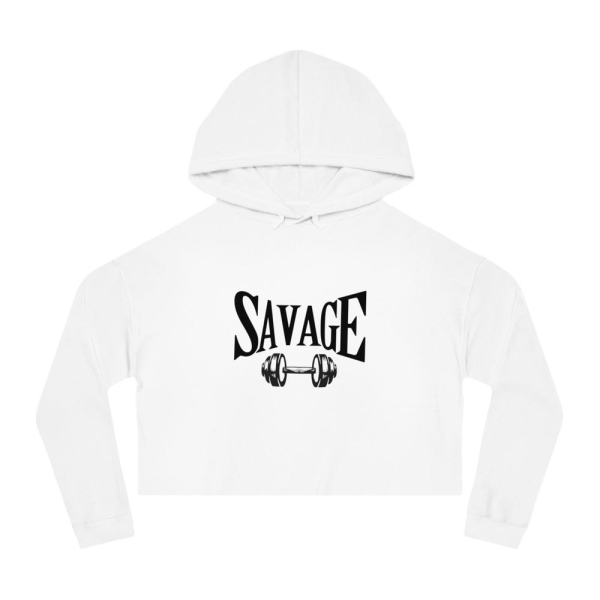Savage Women's Cropped Hooded Sweatshirt, Fitness Apparel, Workout Top, Casual Wear, Gift for Gym Lovers