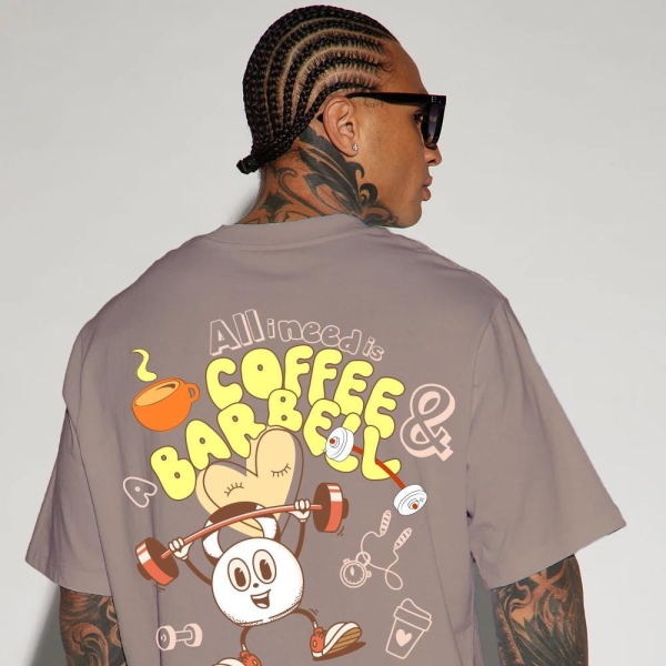 Coffee & Barbell Mens Fun Gym Tshirt Fitness Tee for Coffee Lovers Workout Motivation Tee gift for Sport and Caffeine addicts
