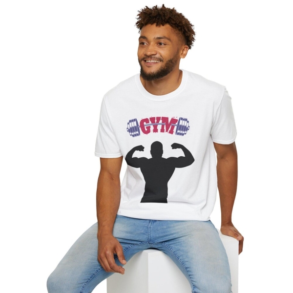 T-Shirt white man Gym Motivation Unisex Softstyle, Fitness Wear woman Workout Tee Gift for Gym Lovers Exercise Apparel Strength Training Top
