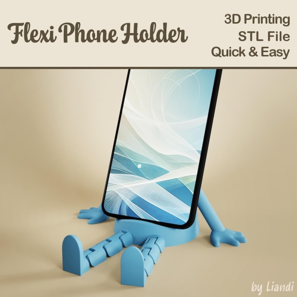 Phone Holder STL with Flexible Legs - 3D Print File, Flexi Sitting Toy, Articulated, Digital Download for Commercial Use