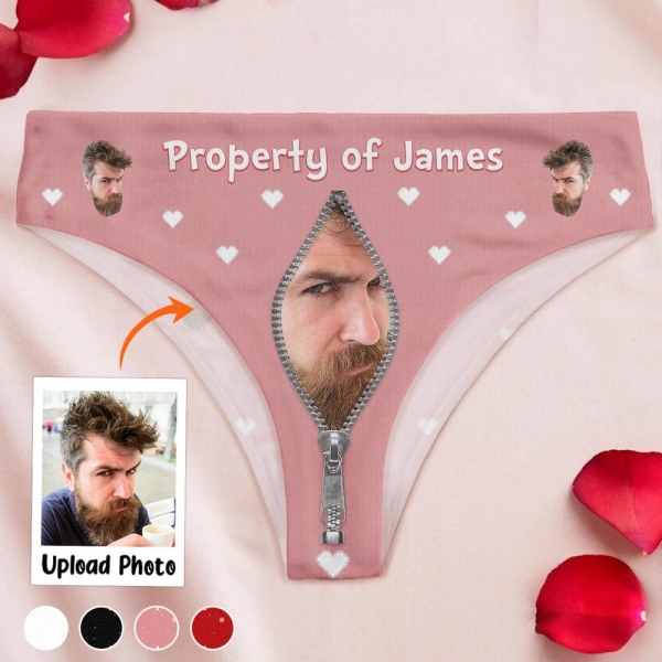 Property Of Anniversary Gift For Wife - Personalized Photo Women's Low-waisted Brief, Valentine's Day gift for Her, Wedding gifts