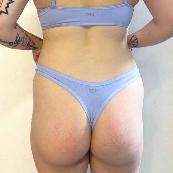 Organic Cotton Light Blue Thong - Sustainable Women's Underwear